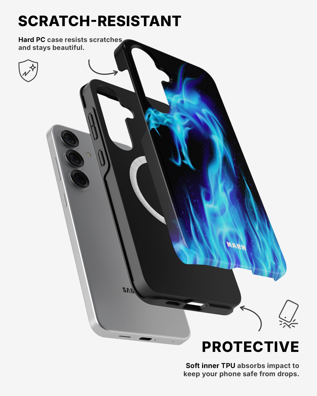 Samsung Galaxy S25 Tough Case – Blue Flames Dragon - View 2
