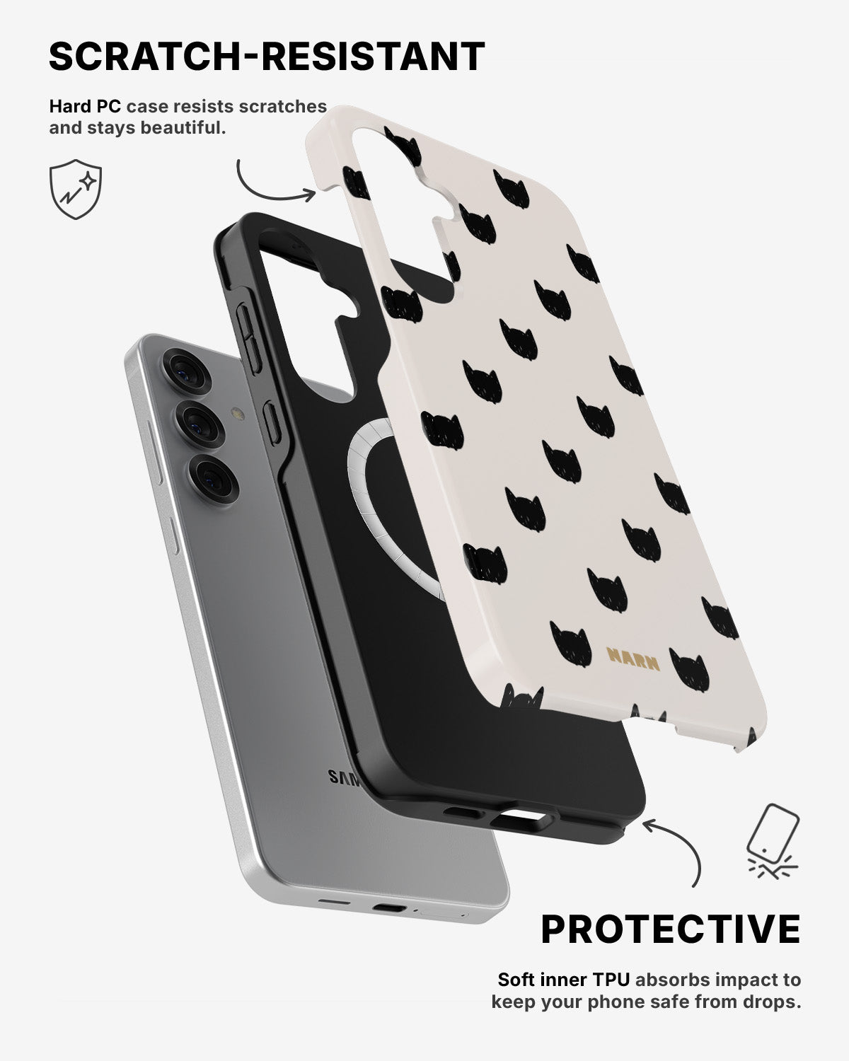 Samsung Galaxy S25 Tough Case – Kitty Dots - View 2