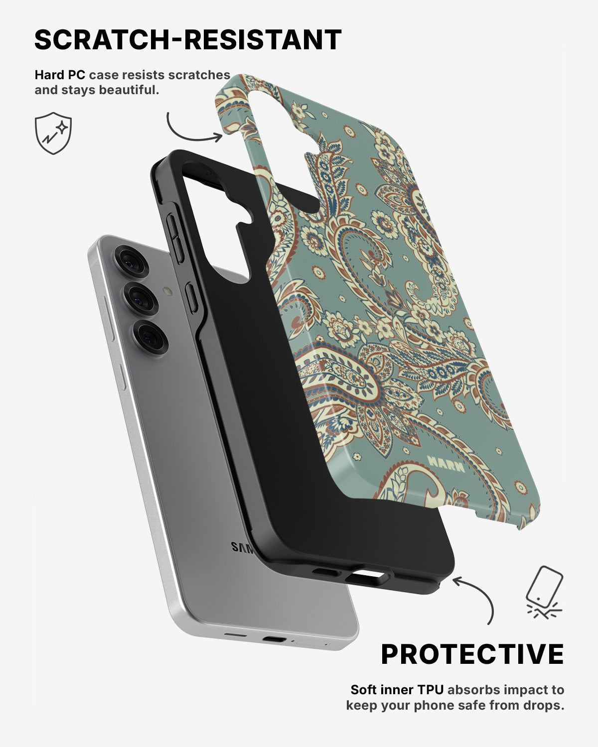 Samsung Galaxy S25 Tough Case – Paisley Green - View 2