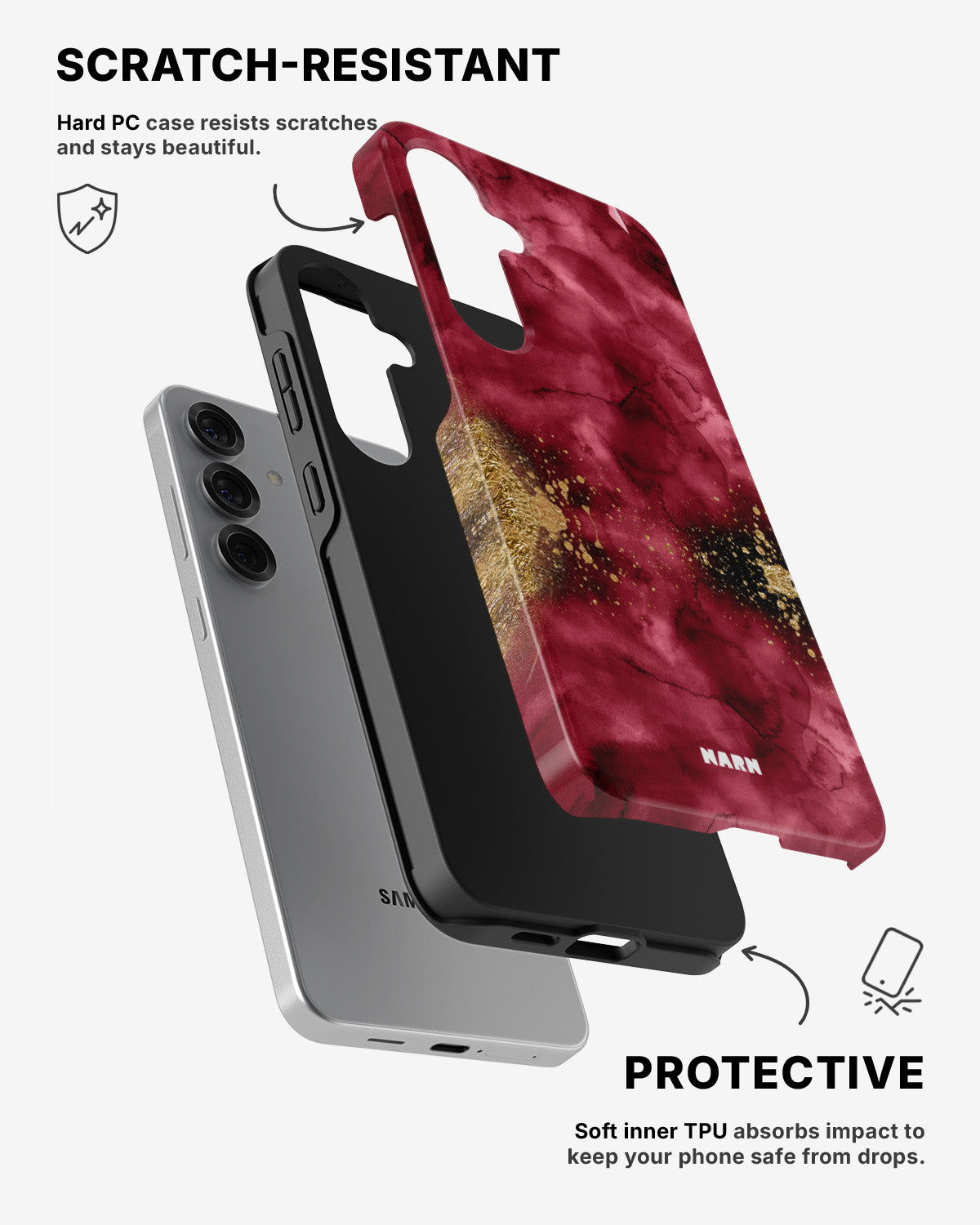Samsung Galaxy S25 Tough Case – Burgendy Shimmer - View 2