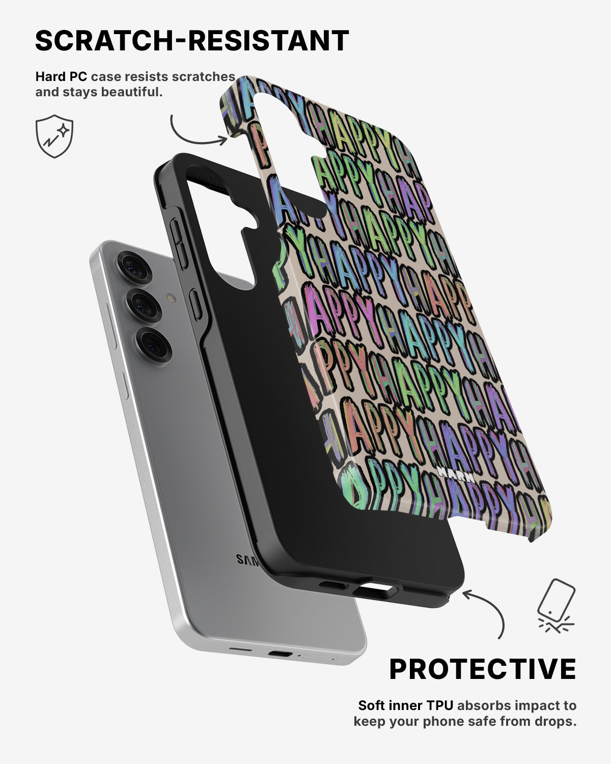Samsung Galaxy S25 Tough Case – Happy - View 2