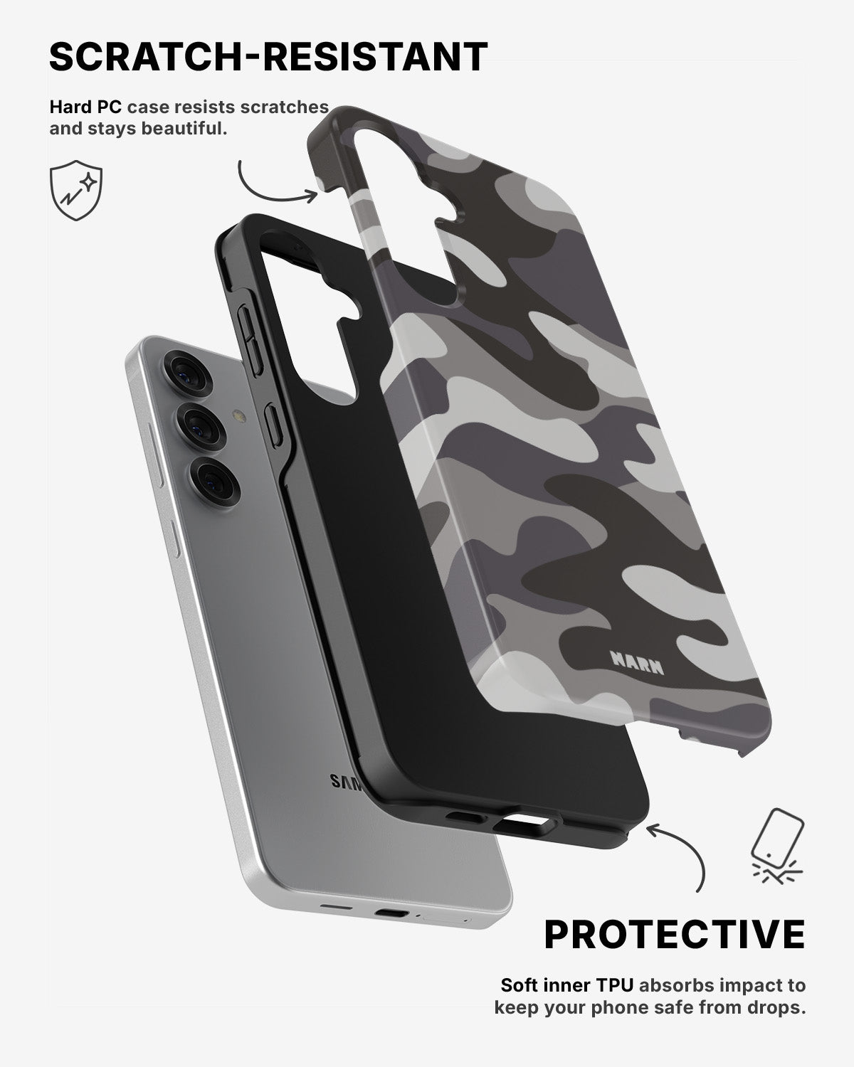Samsung Galaxy S25 Tough Case – Grey Camo - View 2