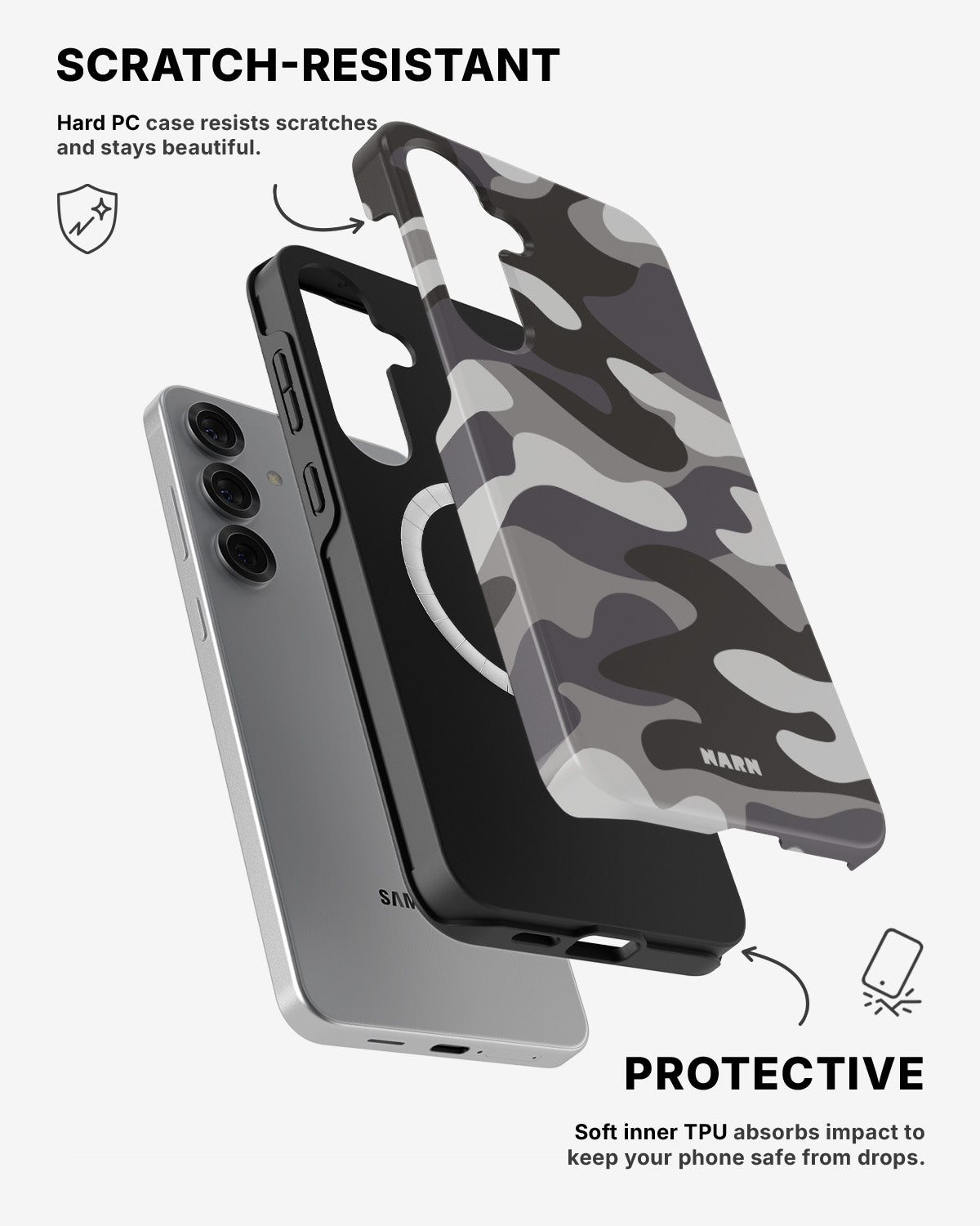 Samsung Galaxy S25 Tough Case – Grey Camo - View 2