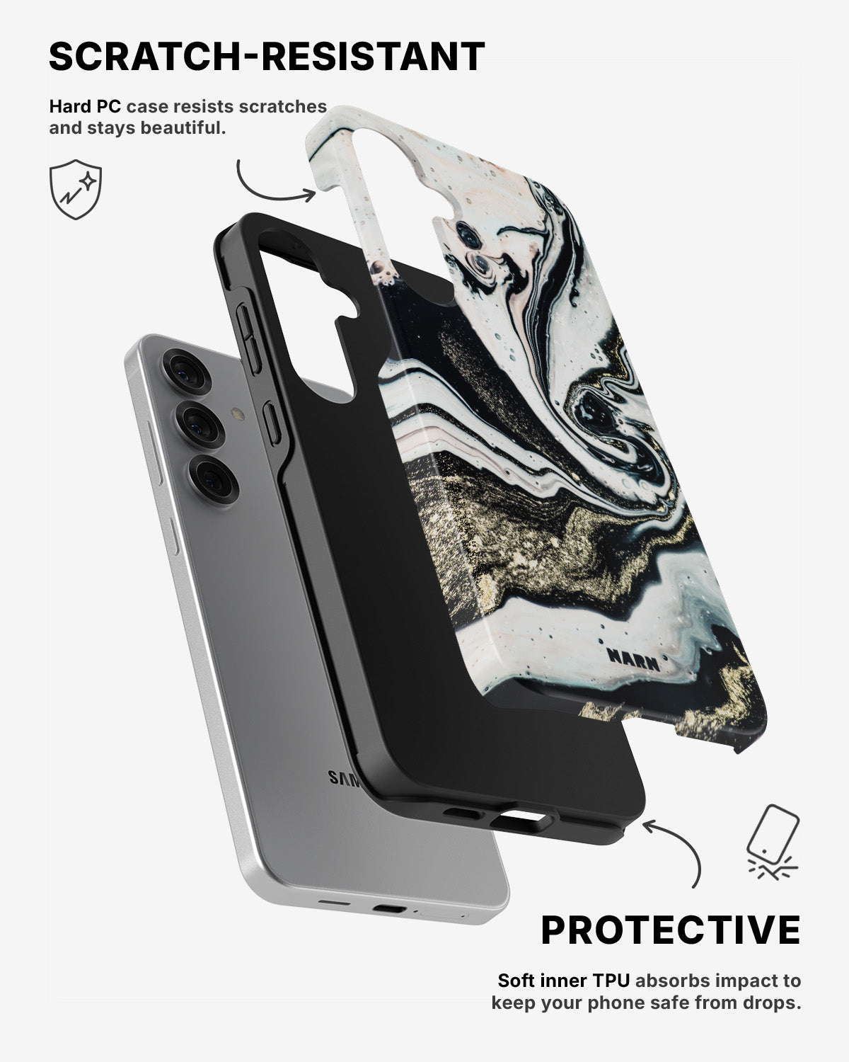 Samsung Galaxy S25 Tough Case – Golden Swirl - View 2