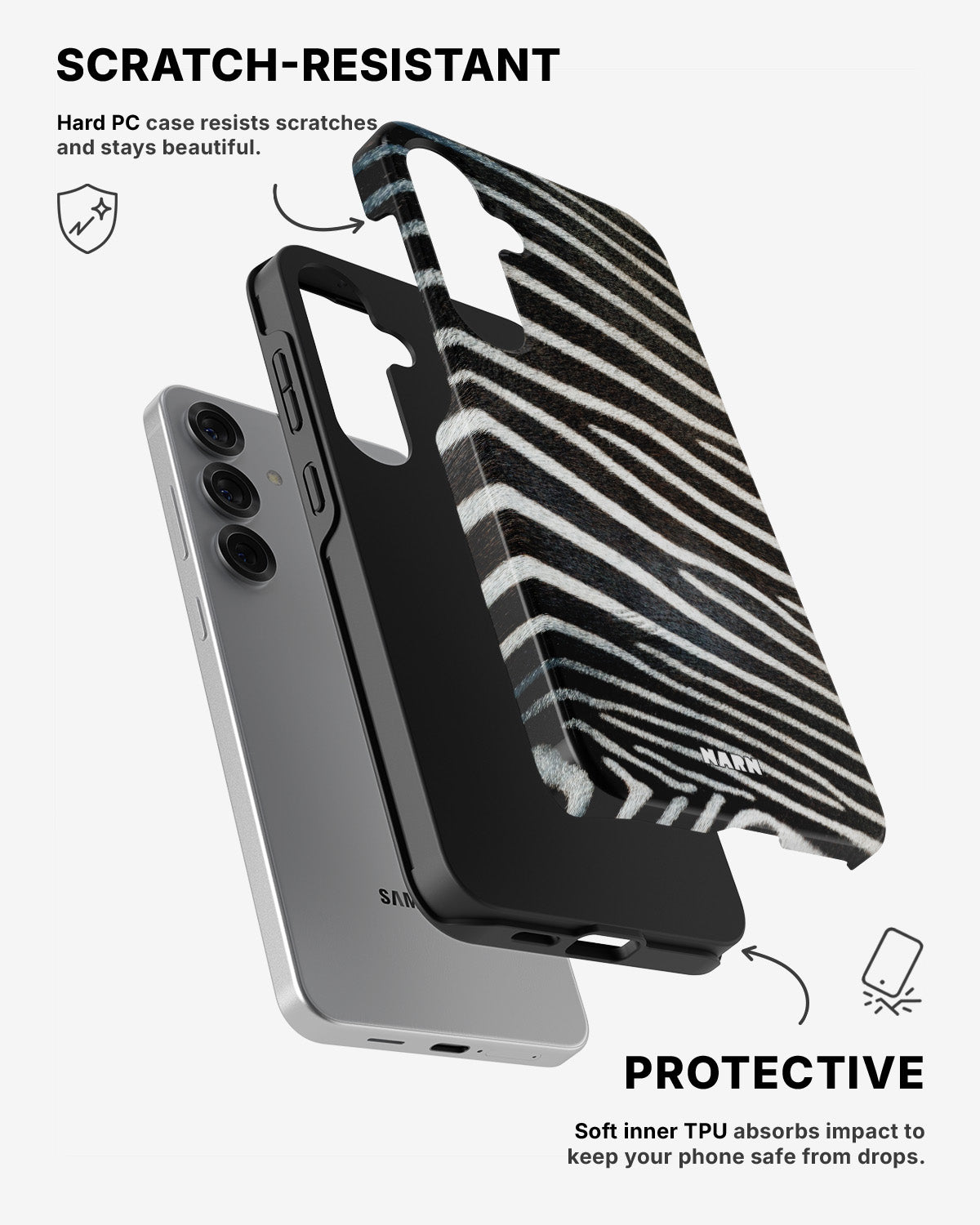 Samsung Galaxy S25 Tough Case – Zebra Stripe - View 2