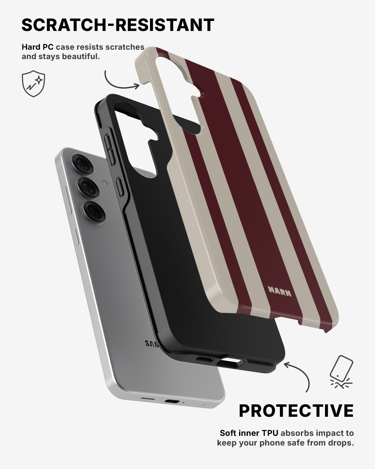 Samsung Galaxy S25 Tough Case – Bordeaux Stripe - View 2