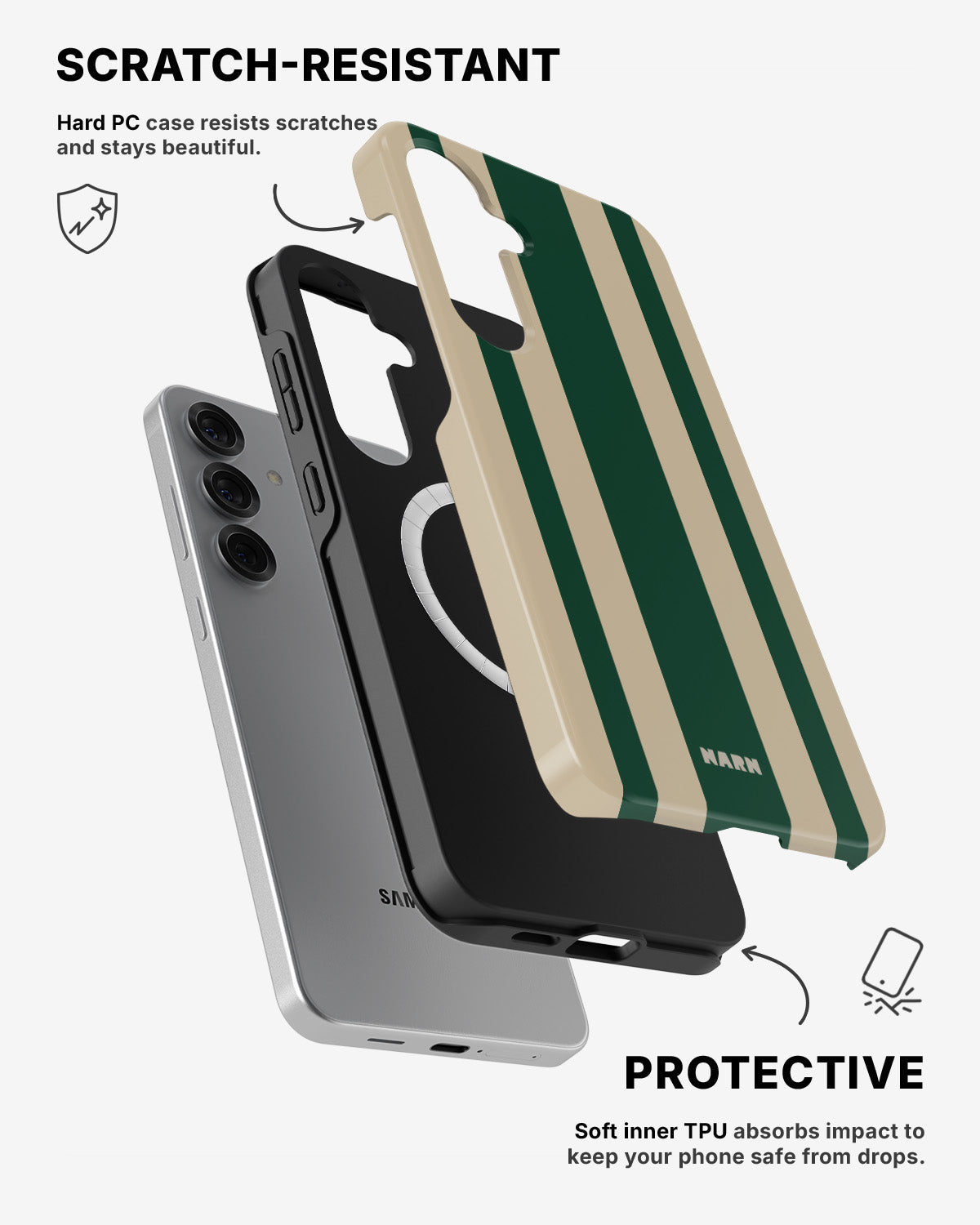 Samsung Galaxy S25 Tough Case – Vert Stripe - View 2