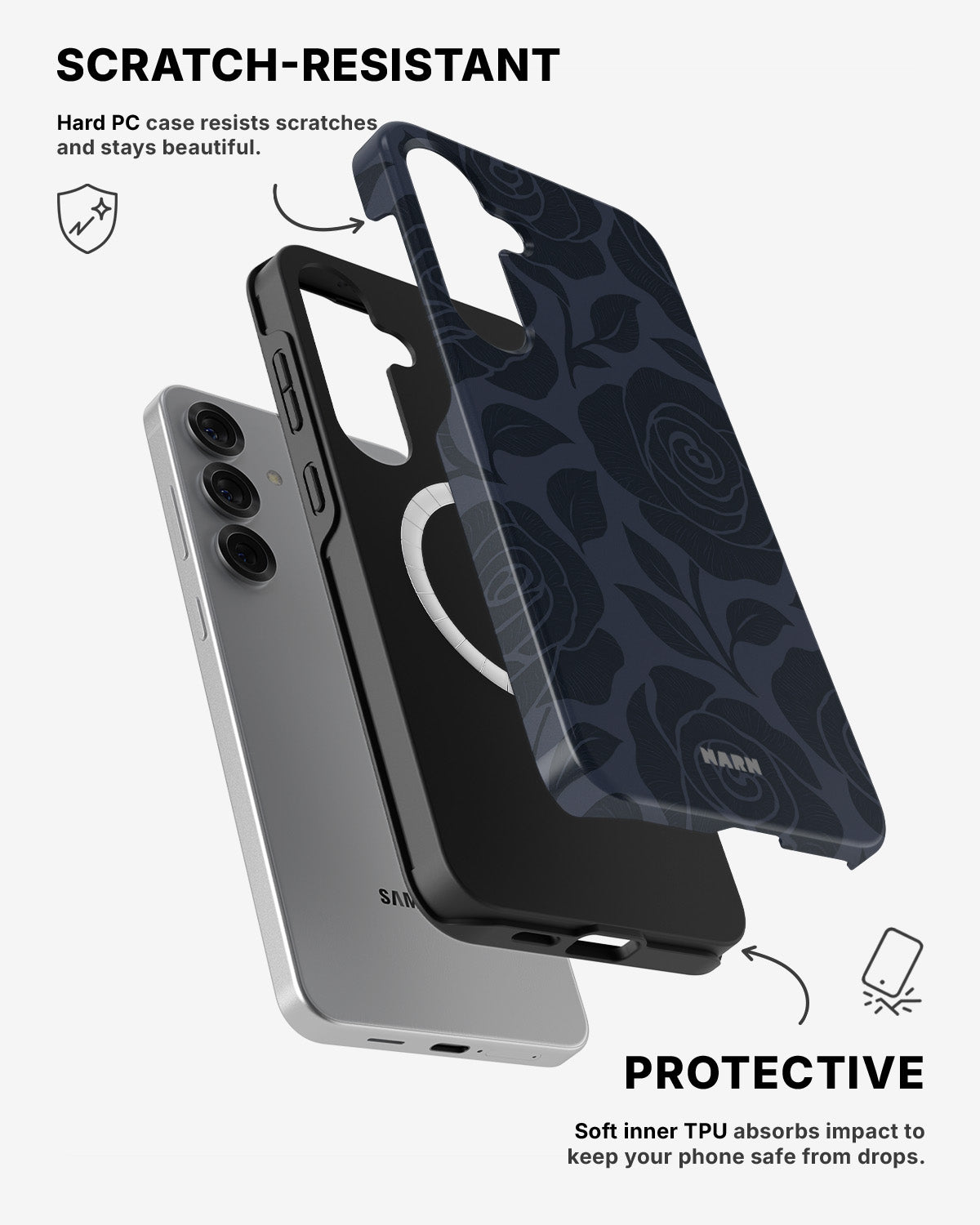 Samsung Galaxy S25 Tough Case – Midnight Rose - View 2