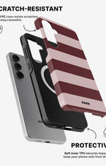 Samsung Galaxy S25 Tough Case – Cranberry Stripe - View 2