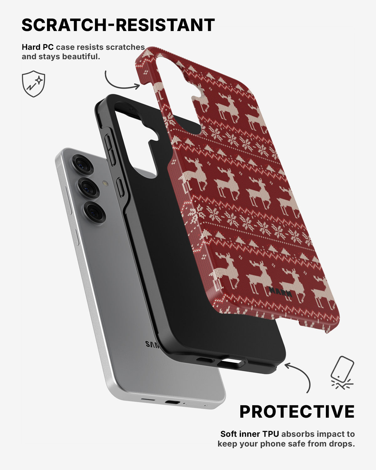 Samsung Galaxy S25 Tough Case – Reindeer Knit - View 2