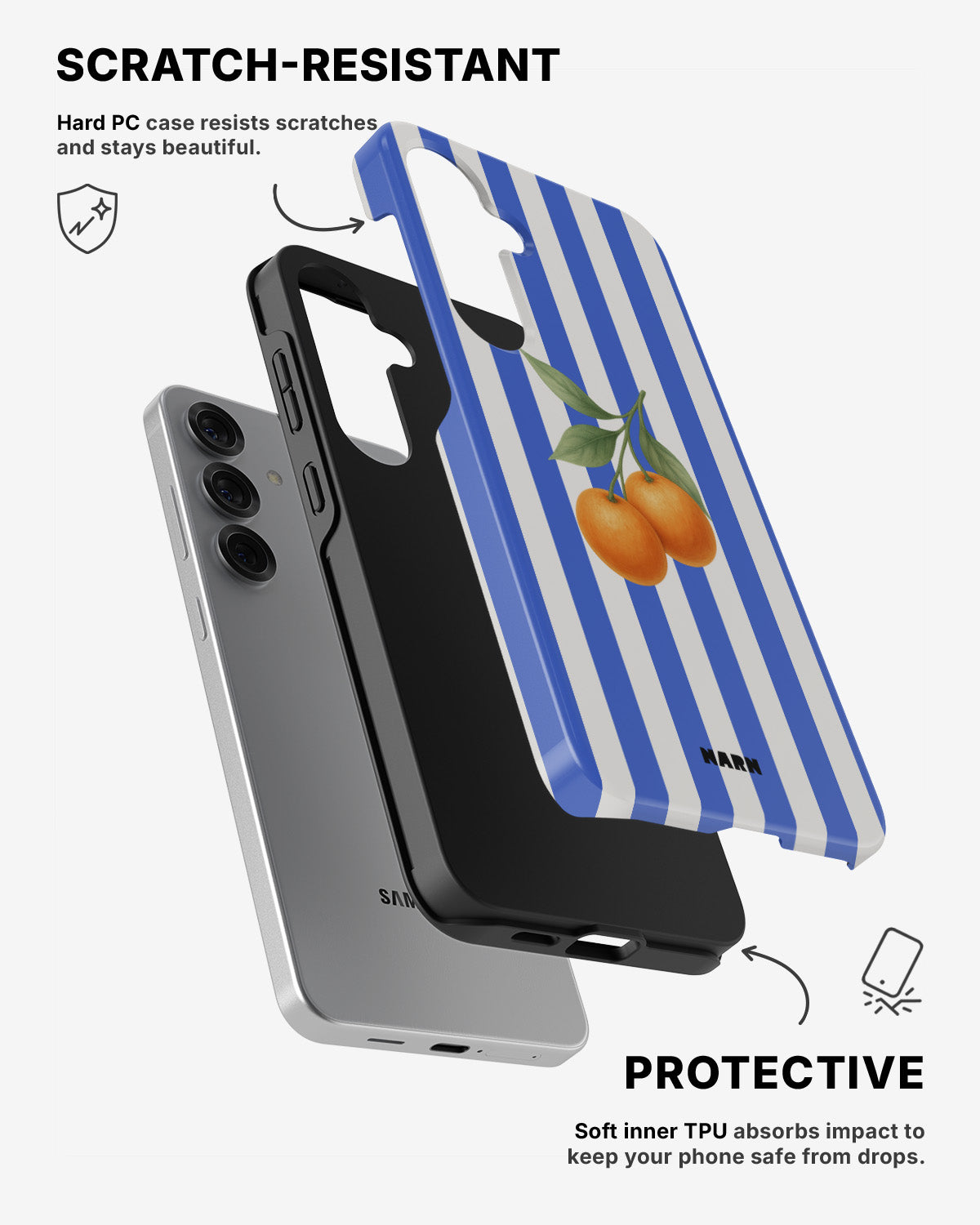 Samsung Galaxy S25 Tough Case – Orange Stripes - View 2