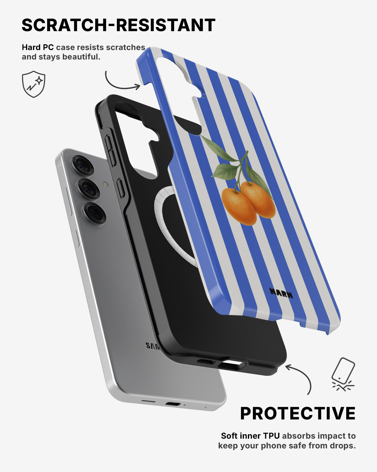Samsung Galaxy S25 Tough Case – Orange Stripes - View 2