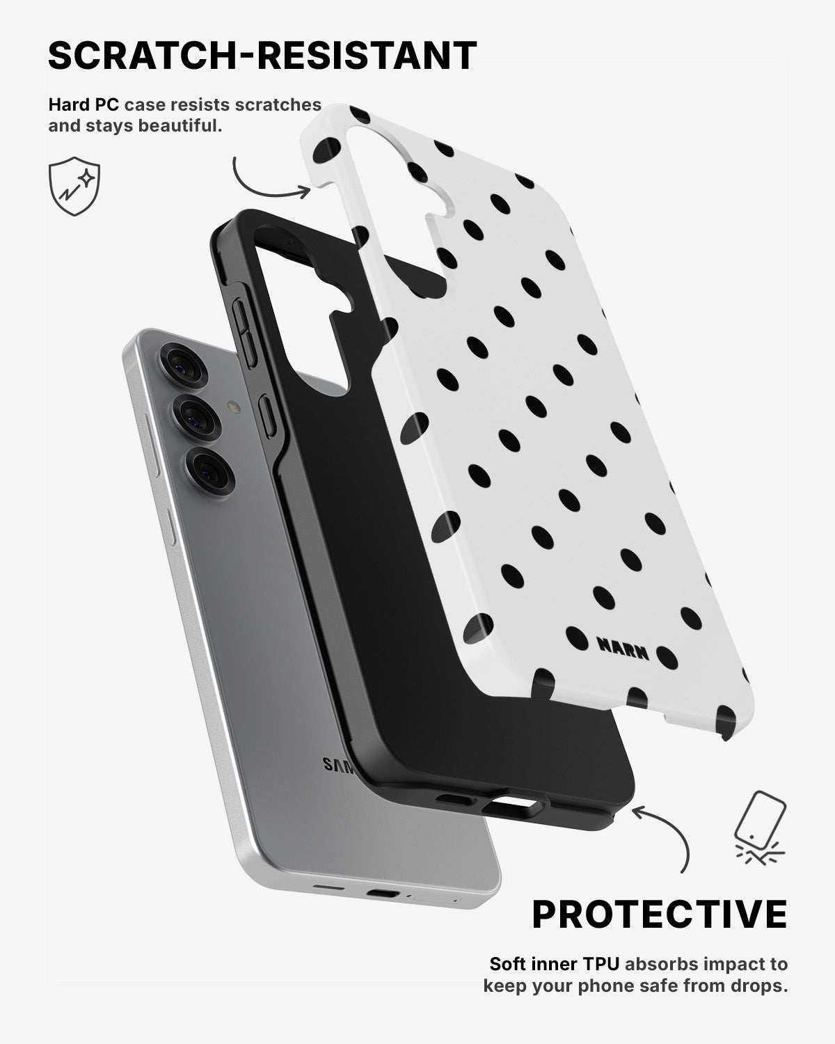Samsung Galaxy S25 Tough Case – Mono Dots - View 2