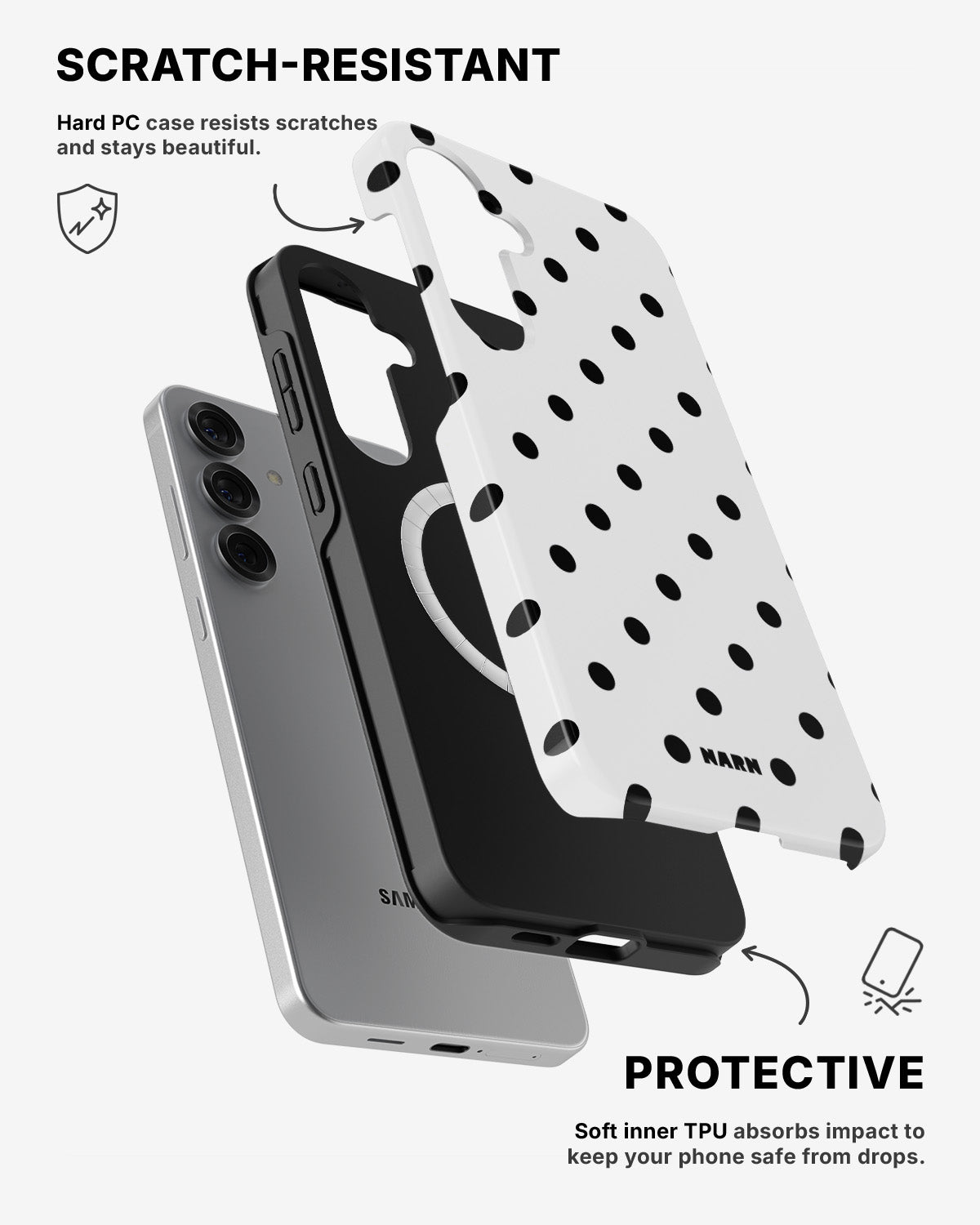 Samsung Galaxy S25 Tough Case – Mono Dots - View 2