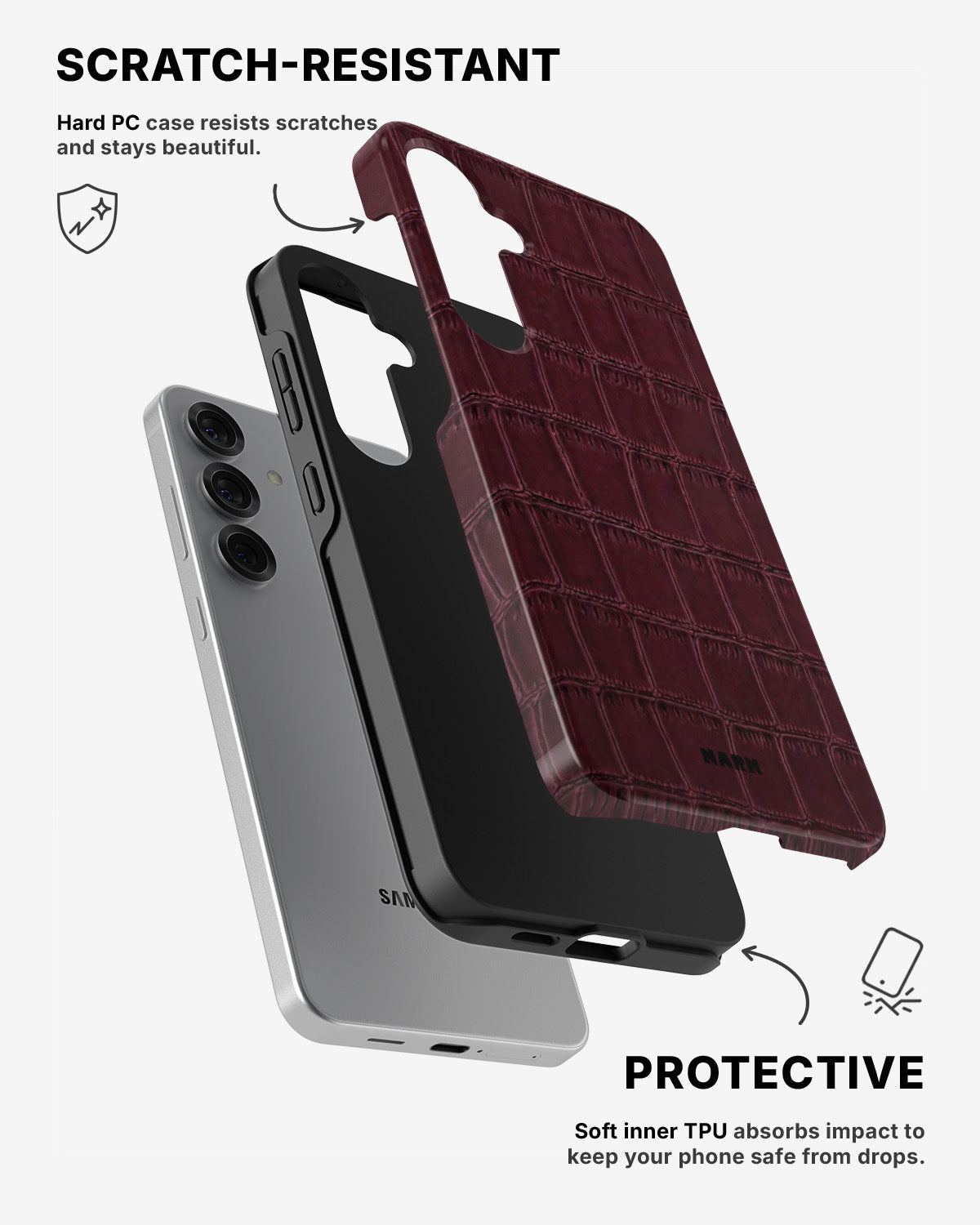 Samsung Galaxy S25 Tough Case – Rouge Croc - View 2