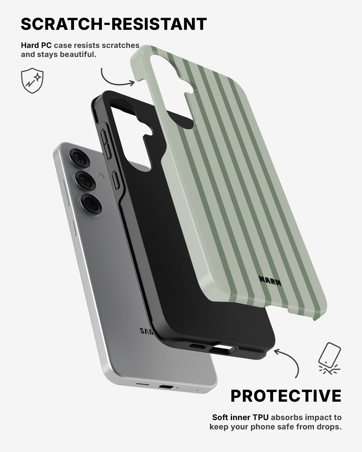 Samsung Galaxy S25 Tough Case – Sage Stripes - View 2