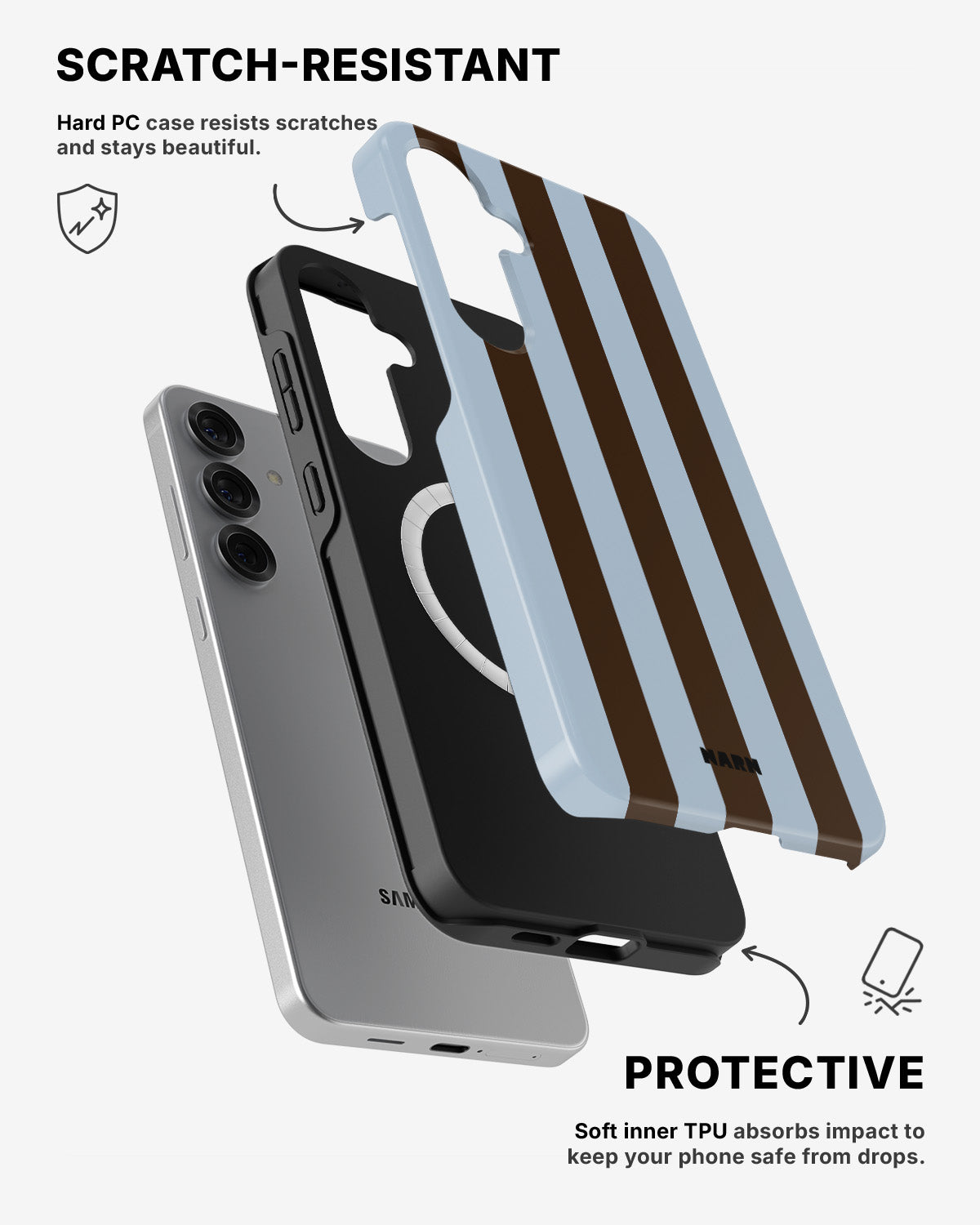 Samsung Galaxy S25 Tough Case – Bistro Stripes - View 2