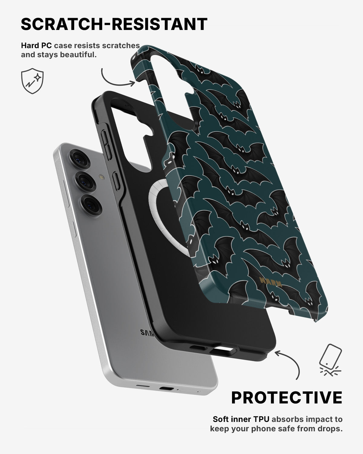Samsung Galaxy S25 Tough Case – Midnight Bats - View 2