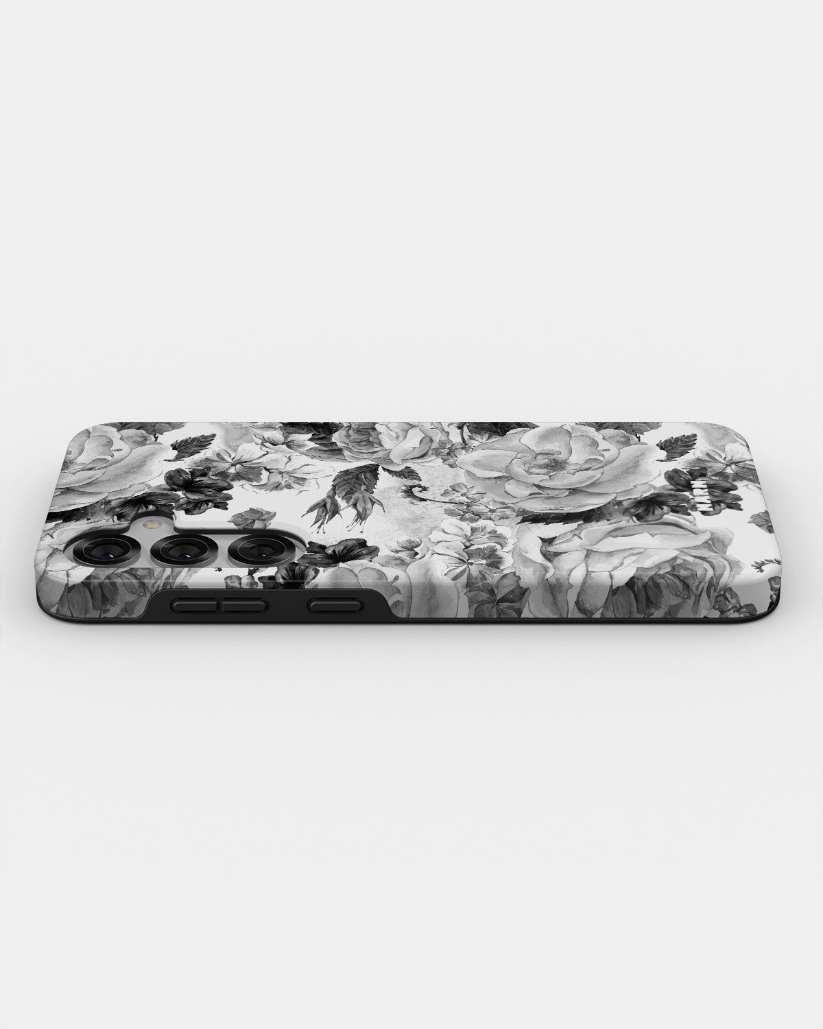 Samsung Galaxy S25 Tough Case – Black & White Bloom - View 3