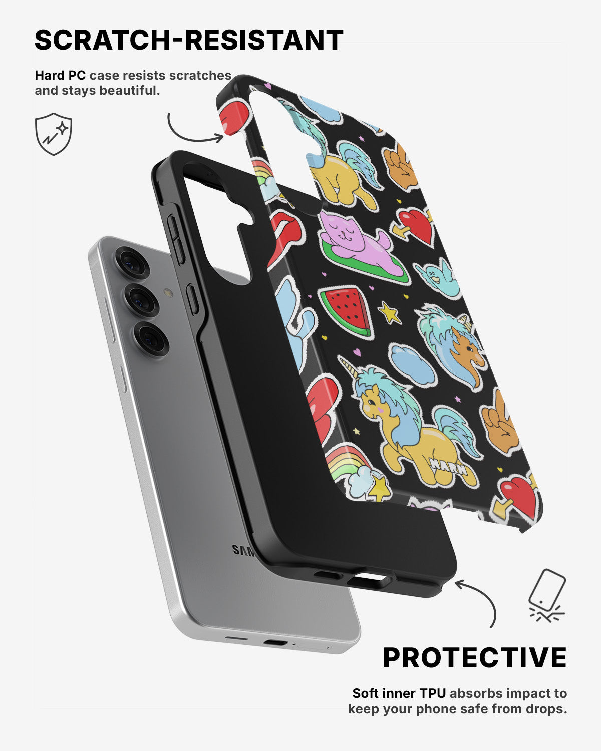 Samsung Galaxy S24 5G Tough Case – Cute Stickers - View 2