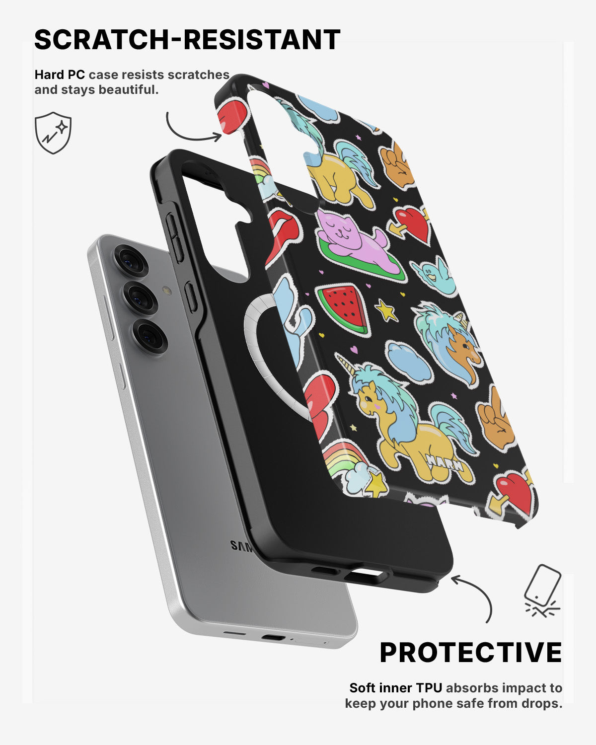 Samsung Galaxy S24 5G Tough Case – Cute Stickers - View 2