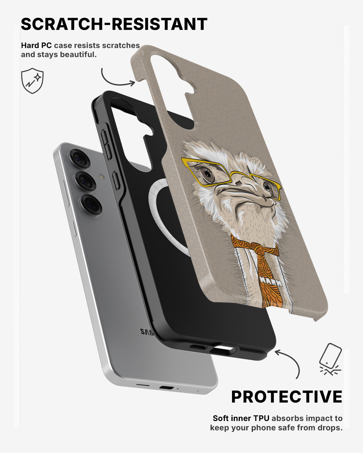 Samsung Galaxy S24 5G Tough Case – Hipster Ostrich - View 2
