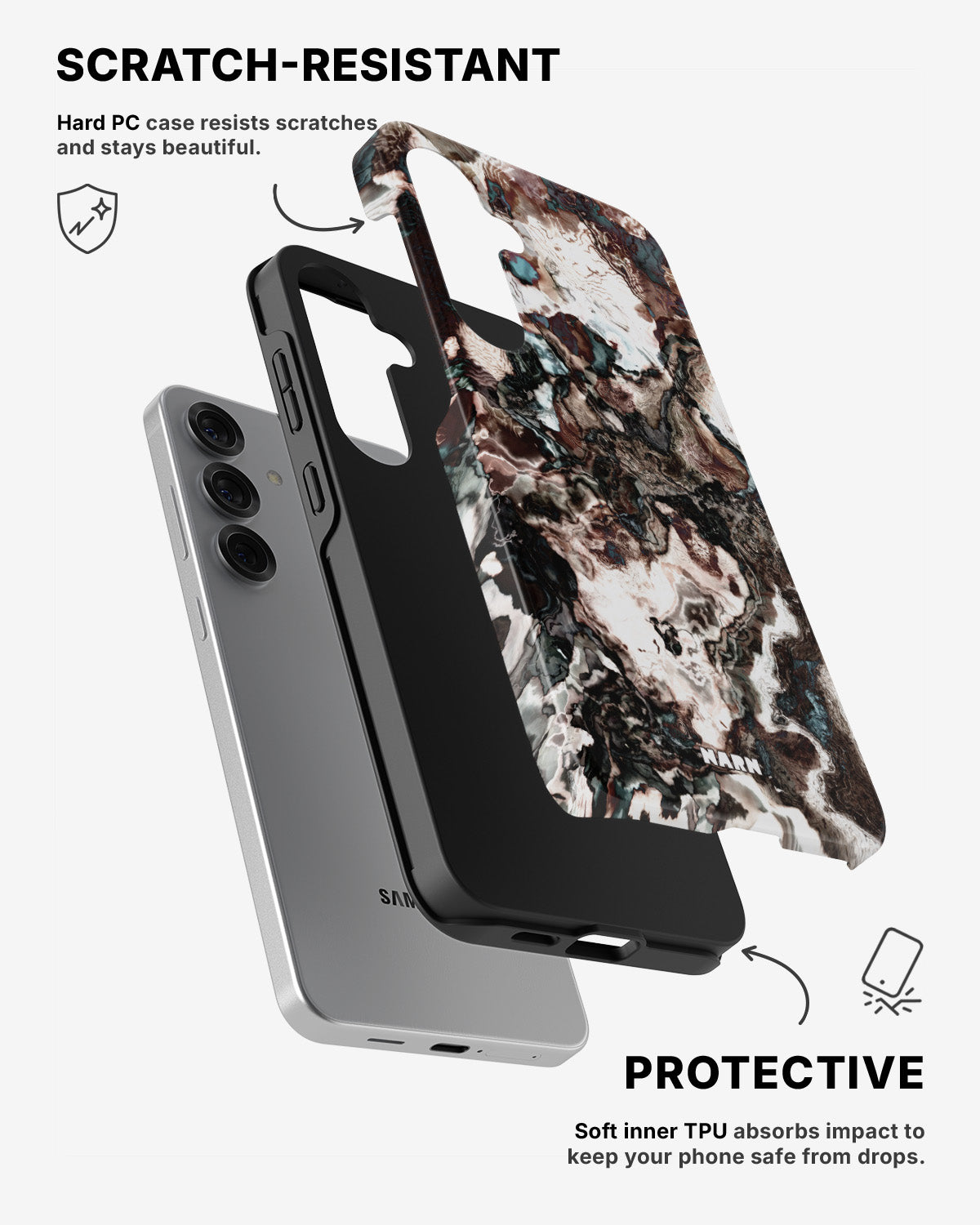 Samsung Galaxy S24 5G Tough Case – Marble Brown - View 2