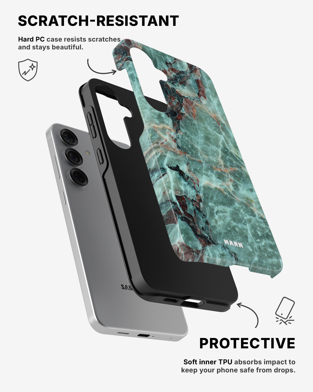 Samsung Galaxy S24 5G Tough Case – Green Marble - View 2