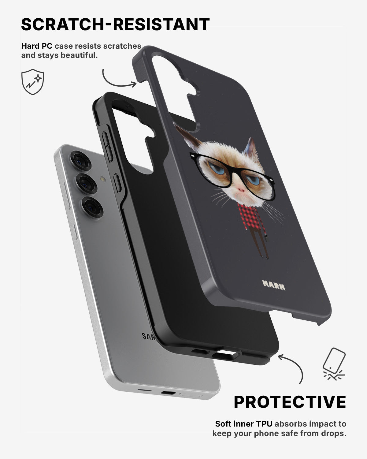 Samsung Galaxy S24 5G Tough Case – Hipster Cat - View 2