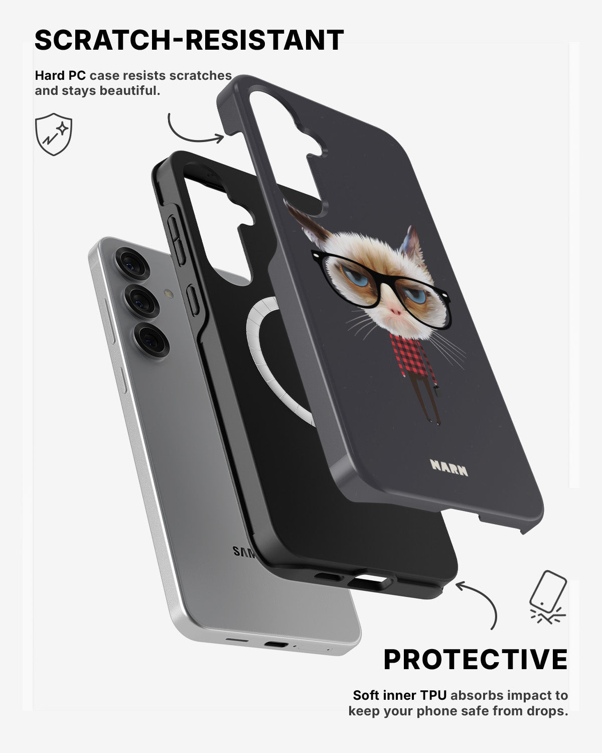 Samsung Galaxy S24 5G Tough Case – Hipster Cat - View 2