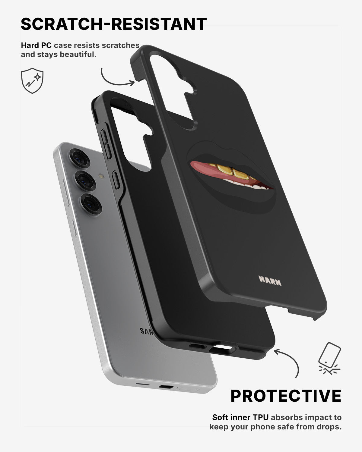 Samsung Galaxy S24 5G Tough Case – Golden Lips - View 2