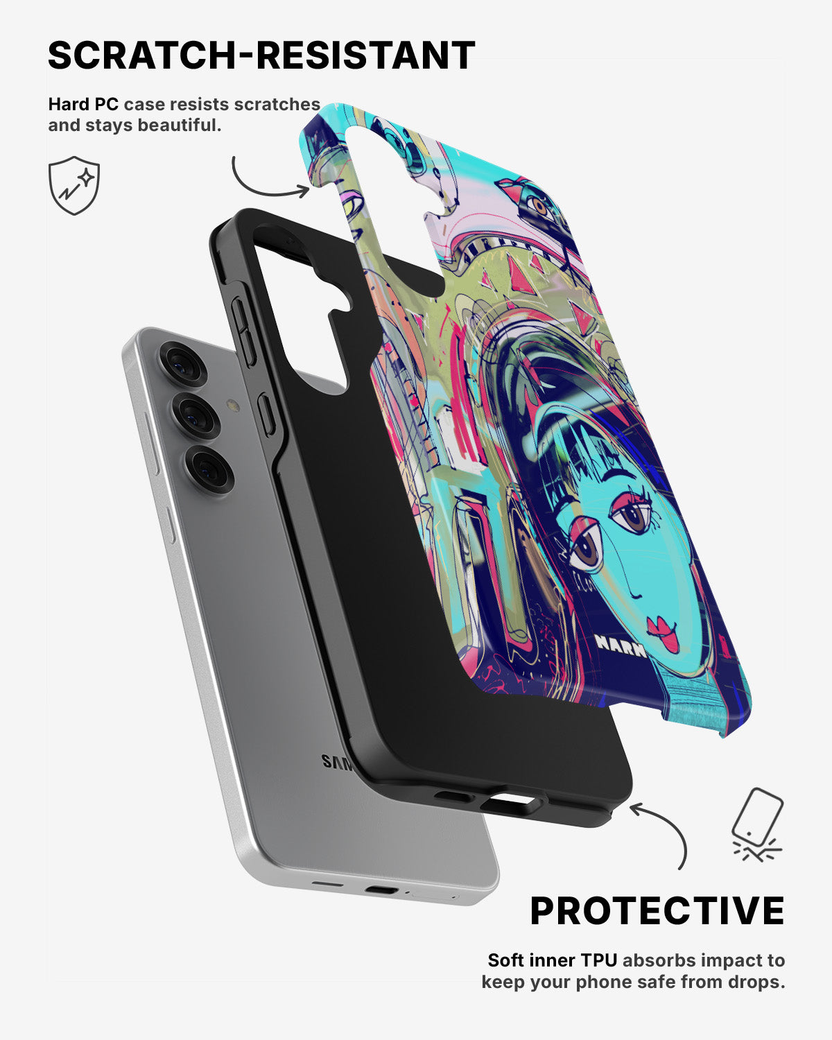 Samsung Galaxy S24 5G Tough Case – Abstract Cat - View 2