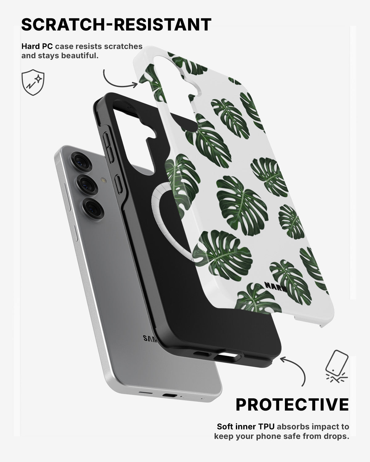 Samsung Galaxy S24 5G Tough Case – Monstera Pattern - View 2