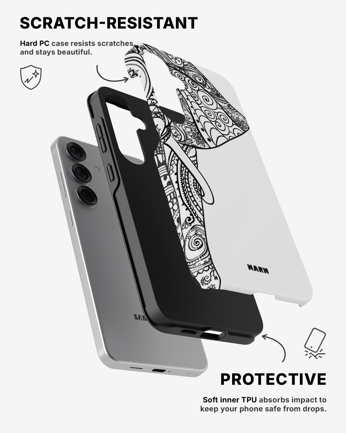 Samsung Galaxy S24 5G Tough Case – Mandala Elephant - View 2