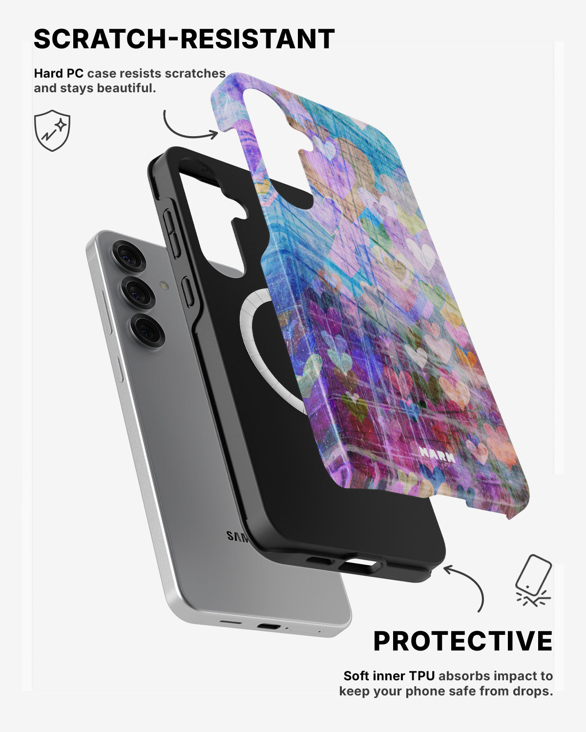 Samsung Galaxy S24 5G Tough Case – Purple Hearts - View 2