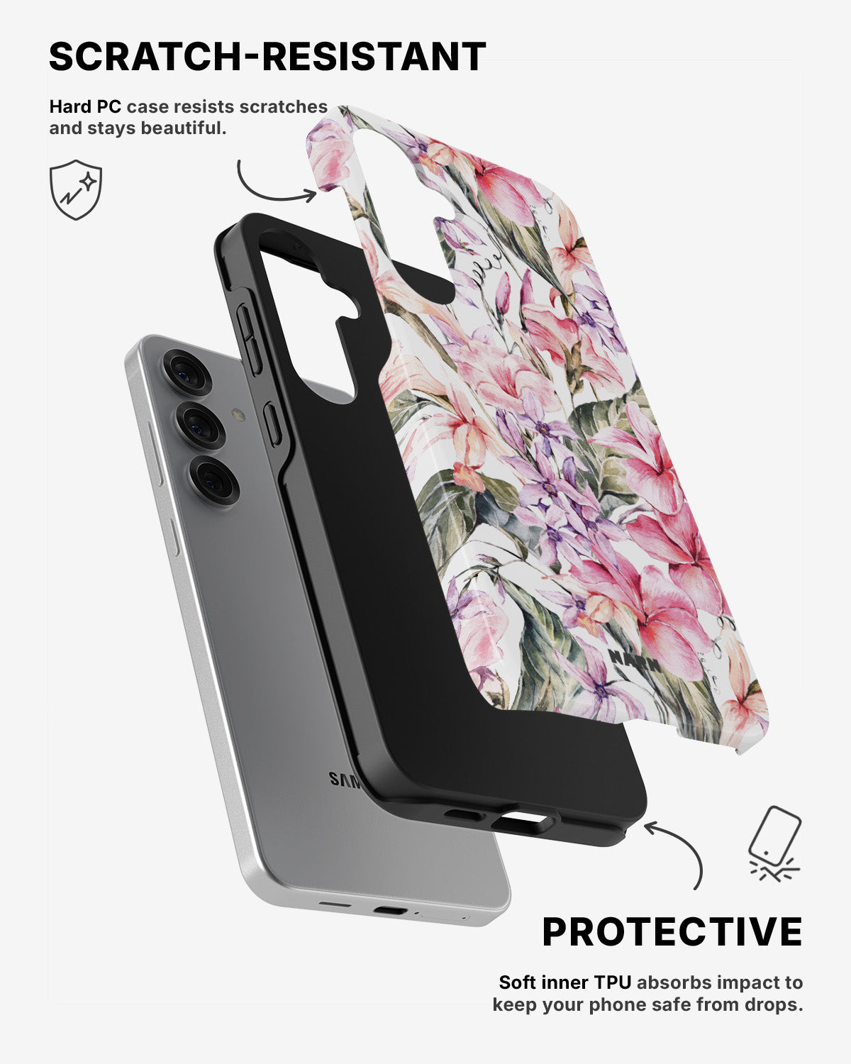 Samsung Galaxy S24 5G Tough Case – Watercolor Flowers - View 2