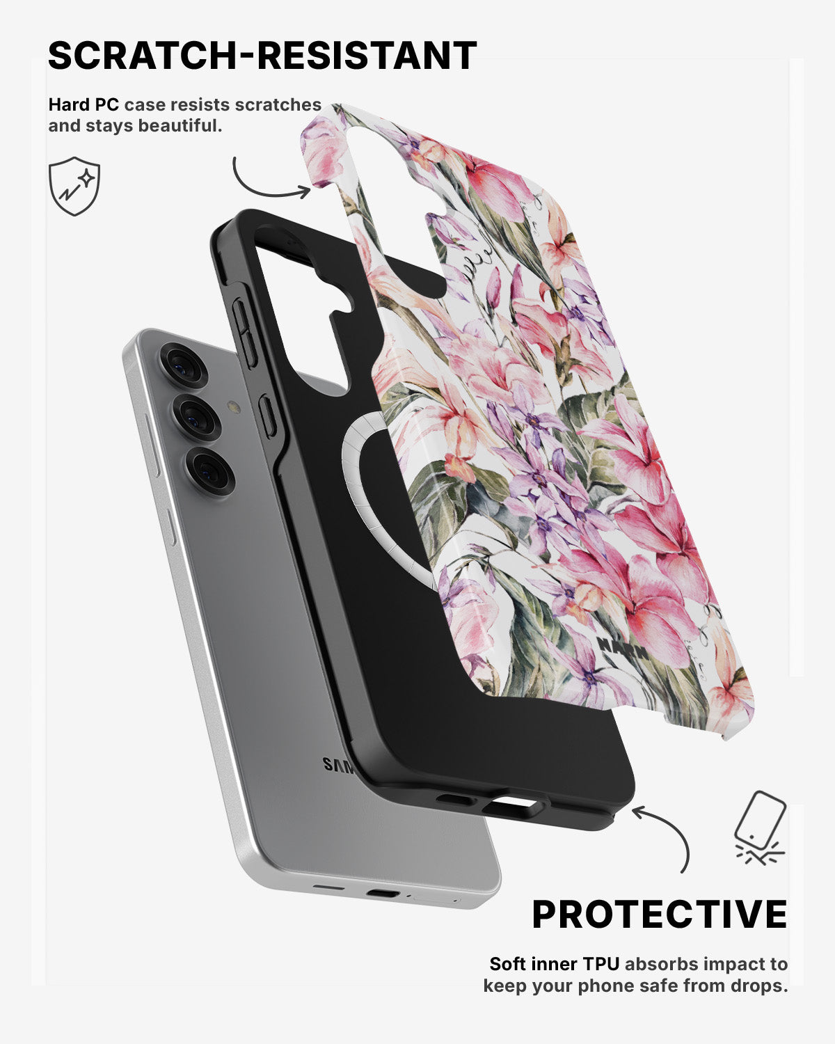 Samsung Galaxy S24 5G Tough Case – Watercolor Flowers - View 2