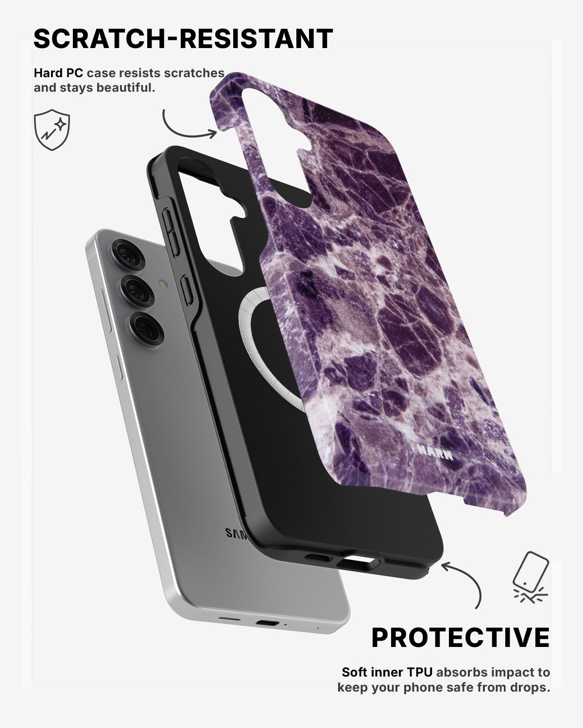 Samsung Galaxy S24 5G Tough Case – Purple Marble - View 2