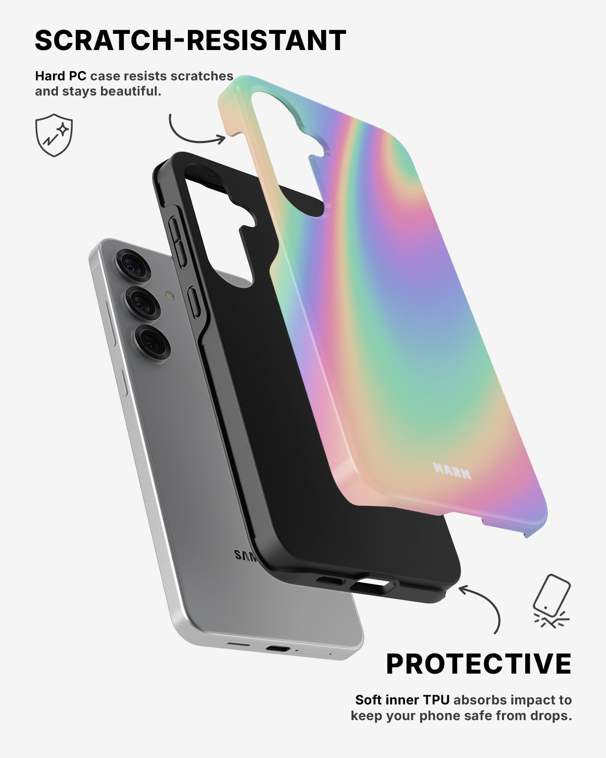 Samsung Galaxy S24 5G Tough Case – Rainbow Haze - View 2