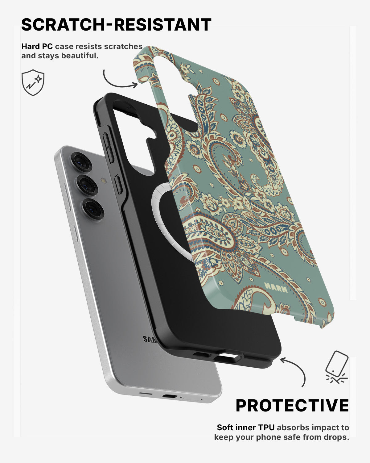 Samsung Galaxy S24 5G Tough Case – Paisley Green - View 2