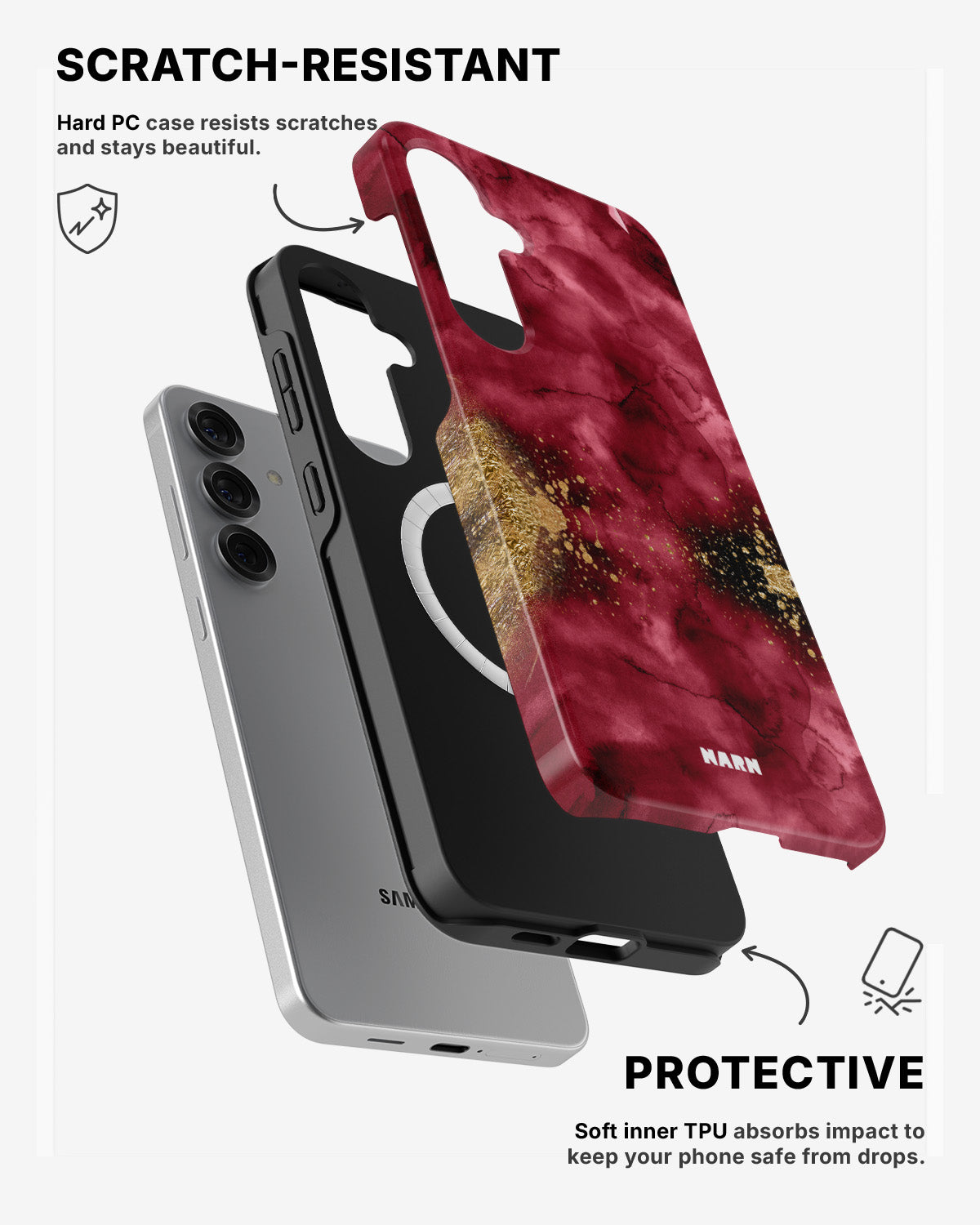 Samsung Galaxy S24 5G Tough Case – Burgendy Shimmer - View 2