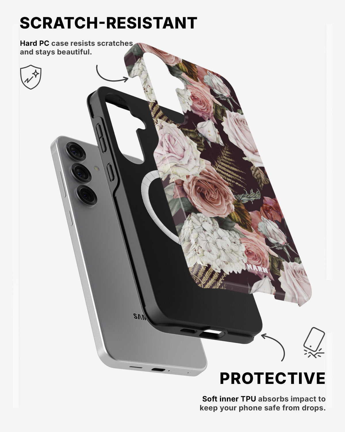 Samsung Galaxy S24 5G Tough Case – Midnight Roses - View 2