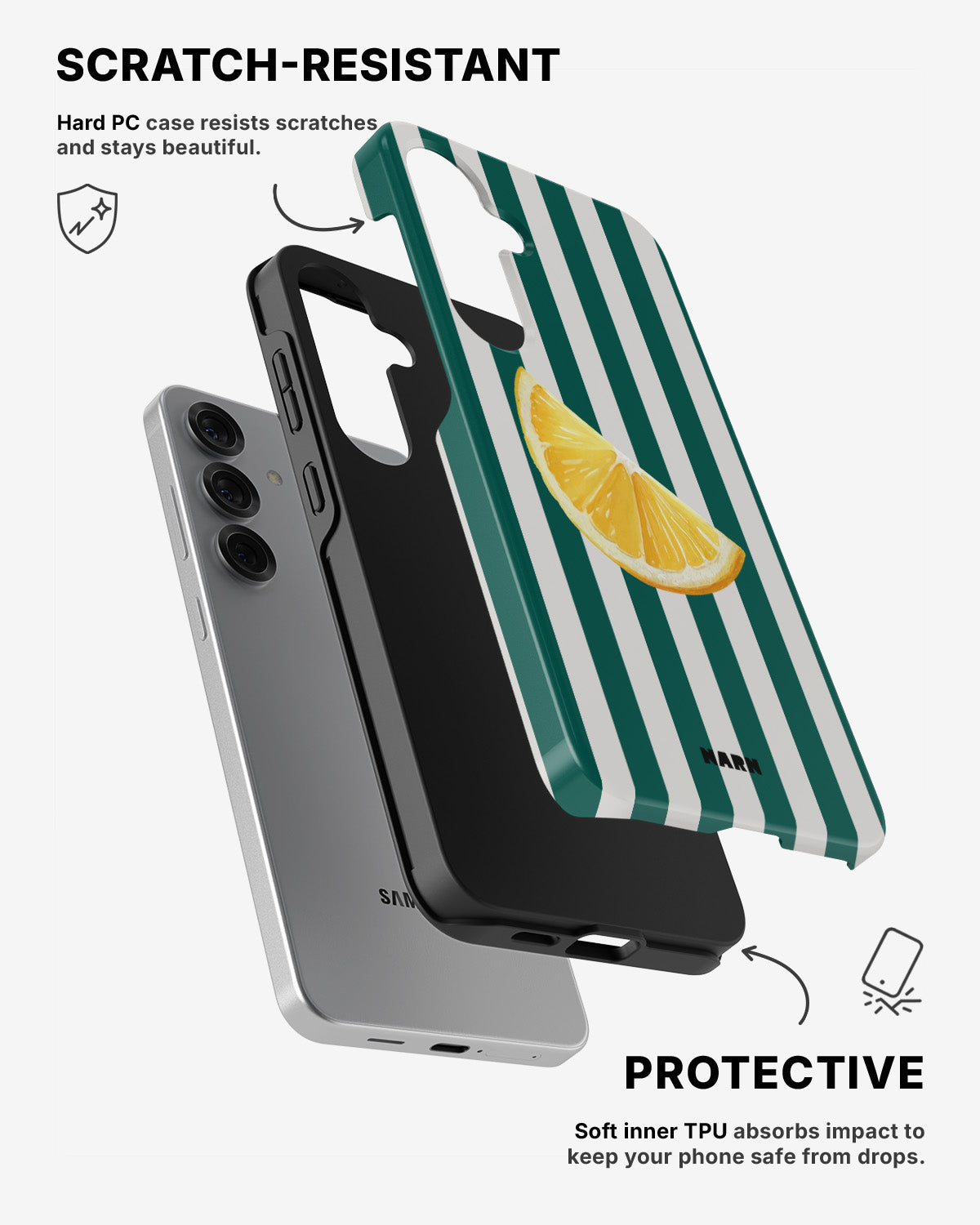 Samsung Galaxy S24 5G Tough Case – Lemon Stripes - View 2