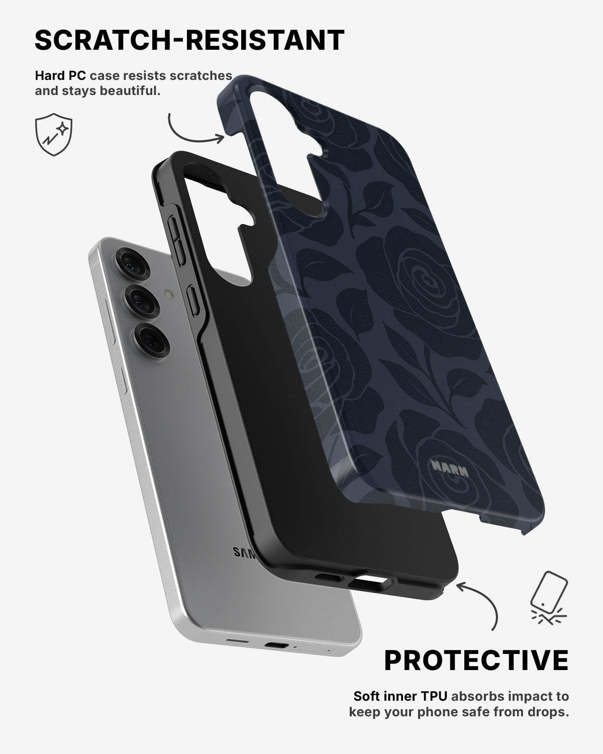 Samsung Galaxy S24 5G Tough Case – Midnight Rose - View 2