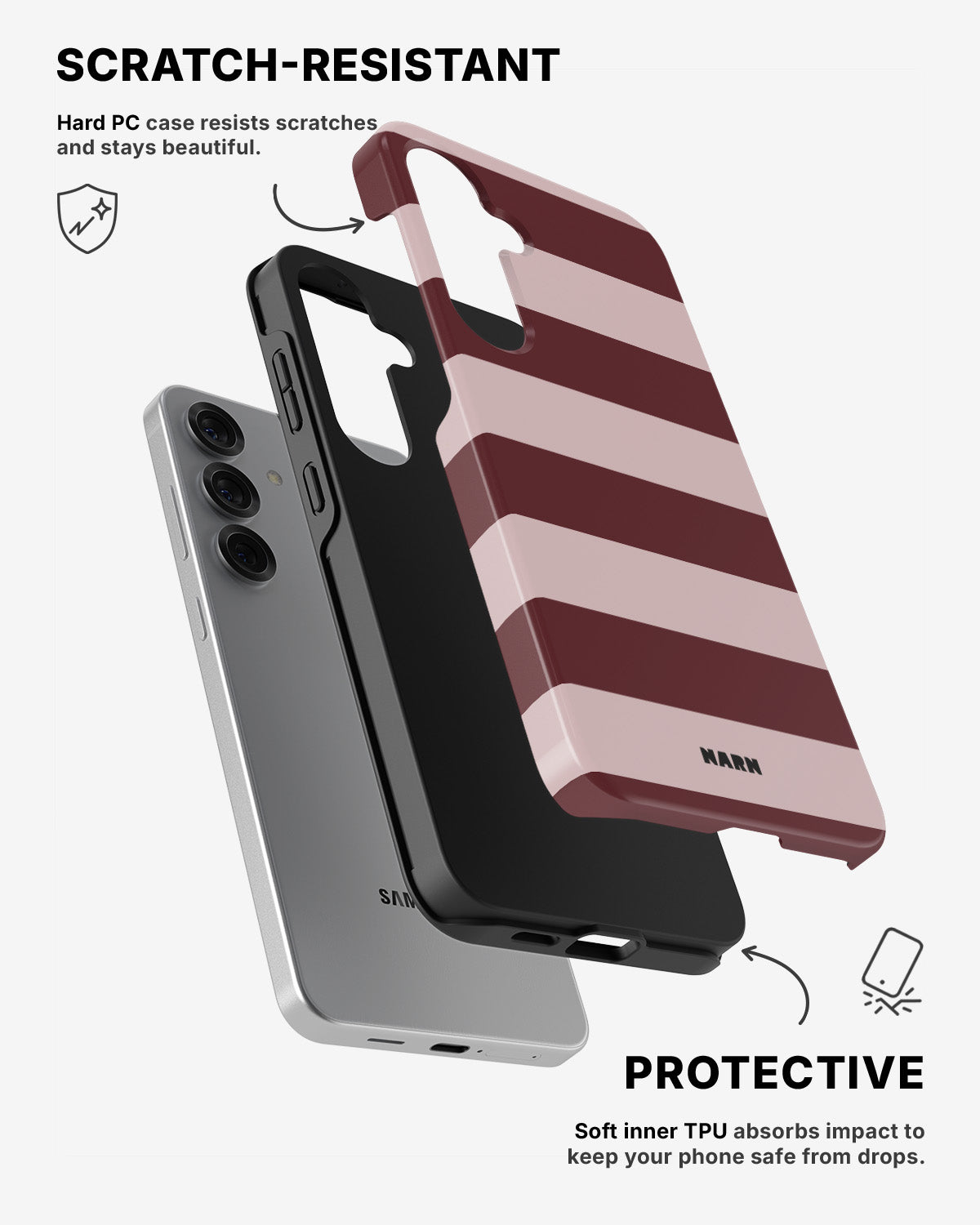 Samsung Galaxy S24 5G Tough Case – Cranberry Stripe - View 2