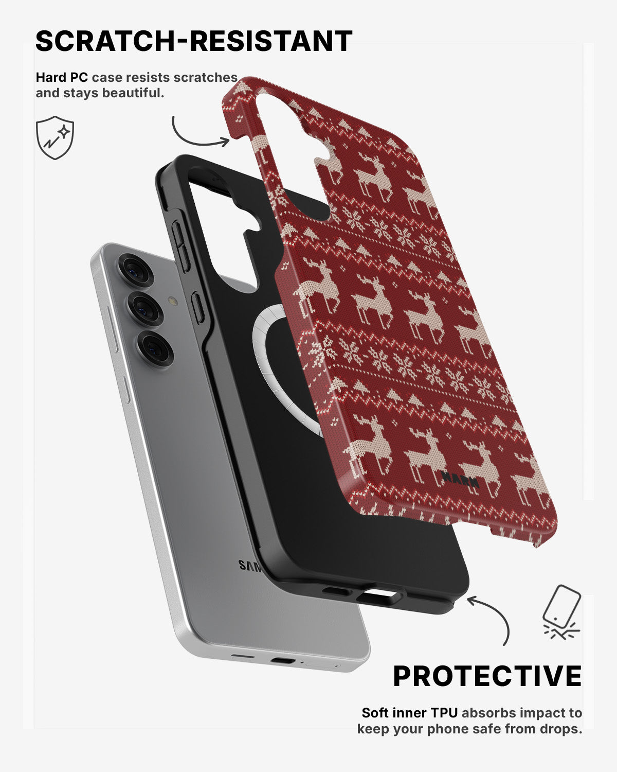 Samsung Galaxy S24 5G Tough Case – Reindeer Knit - View 2