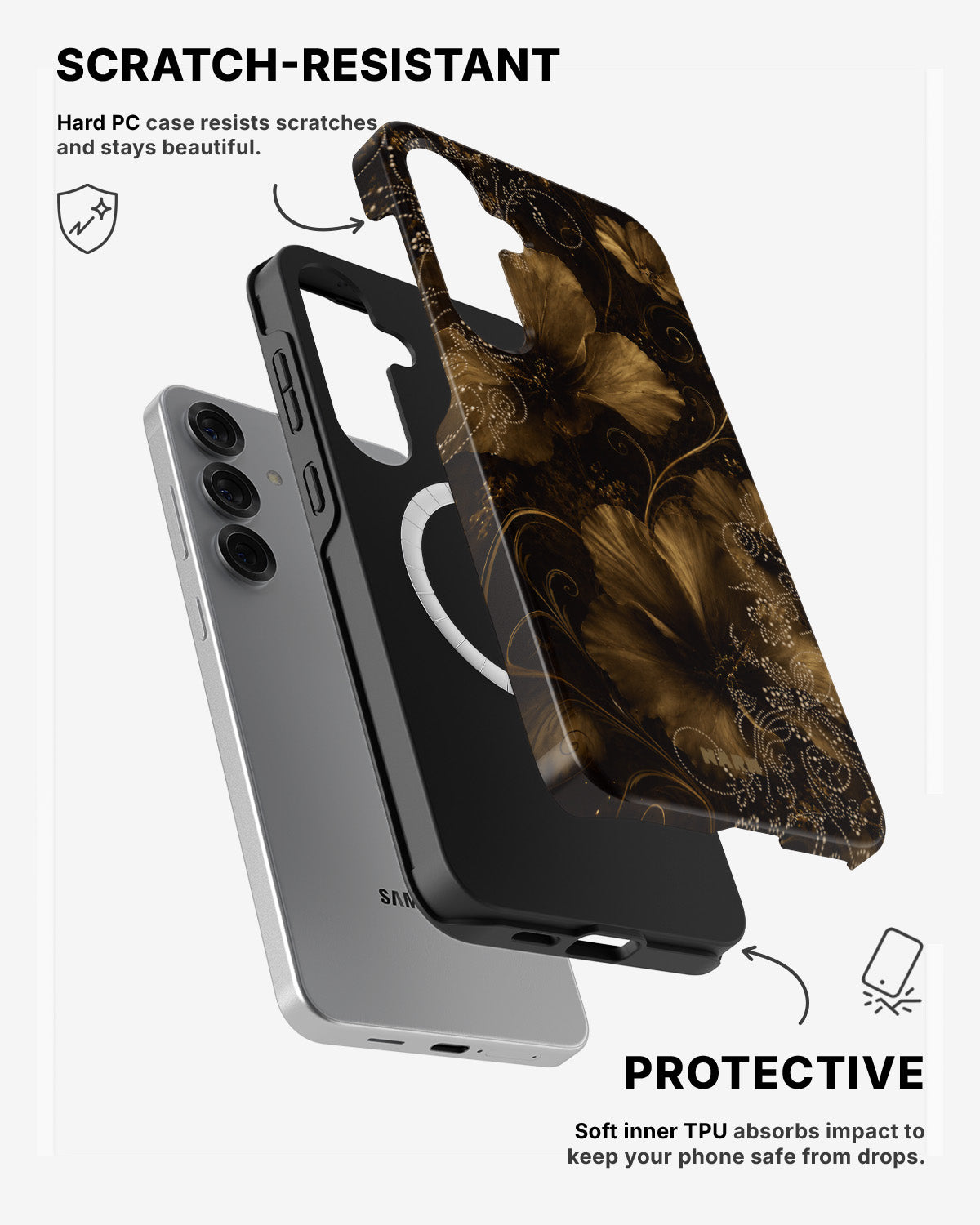 Samsung Galaxy S24 5G Tough Case – Bloom Noir - View 2