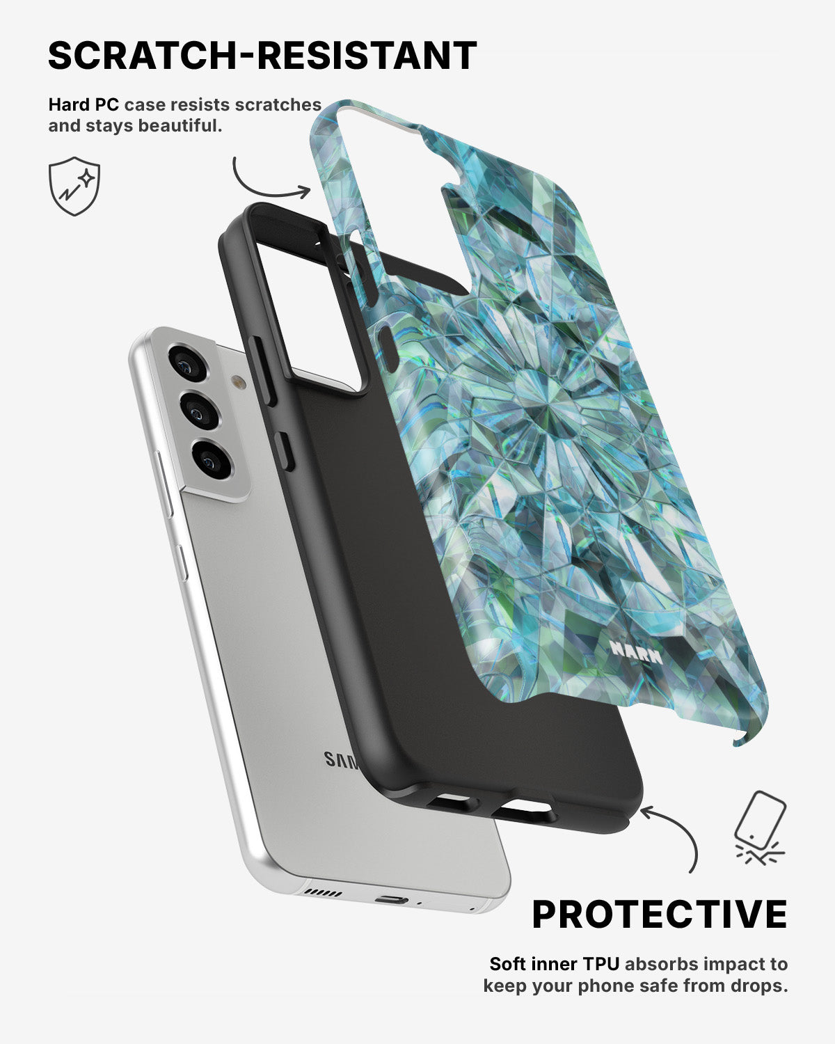 Samsung Galaxy S22 Tough Case – Green Crystals - View 2