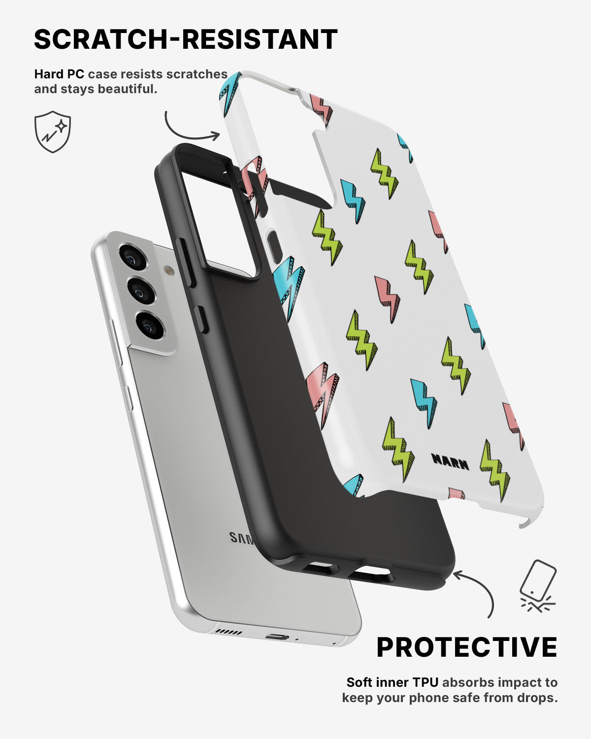 Samsung Galaxy S22 Tough Case – Lightning Bolts - View 2