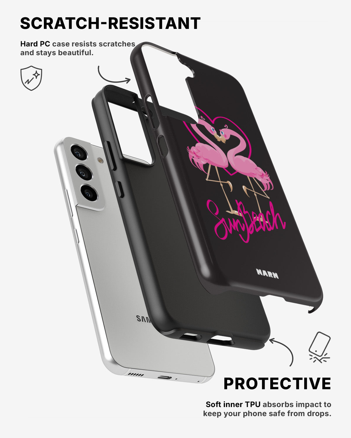 Samsung Galaxy S22 Tough Case – Beach Flamingo - View 2